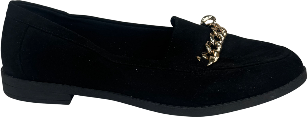 Yours Black Faux Fur Suede Buckle Loafers UK 9 EU 42 👠