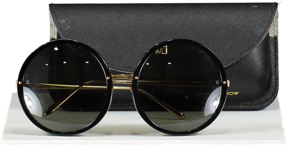 Linda Farrow Black Kew Round-frame Recycled-acetate And Titanium Sunglasses In Case One Size