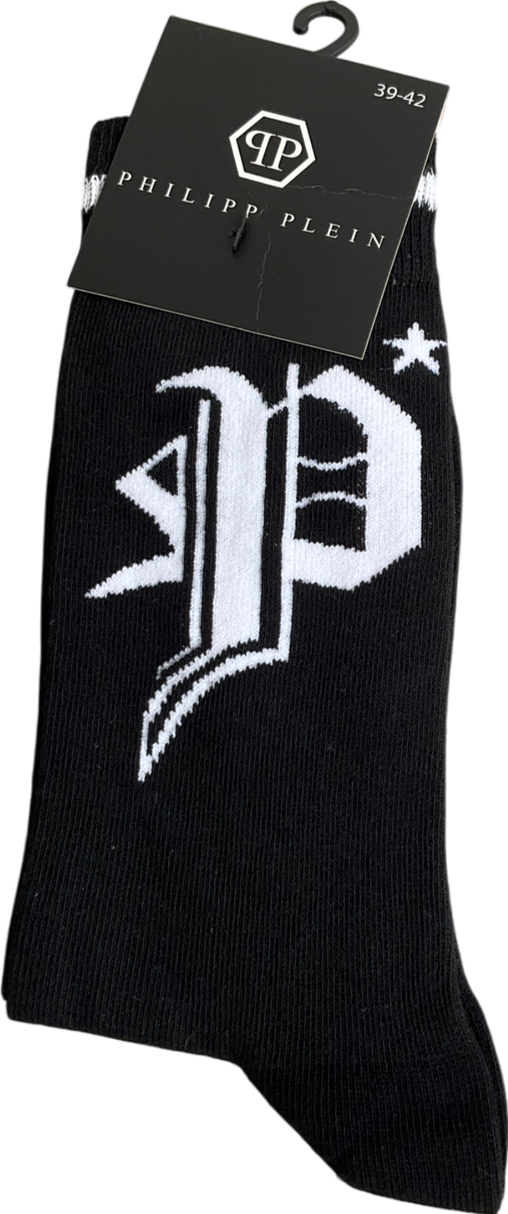 Philip Plein Black Long Gothic Socks UK S/M