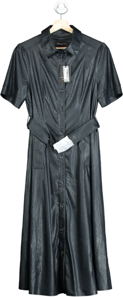 River Island Navy Somewhere To Go Leather Look Dress UK 10