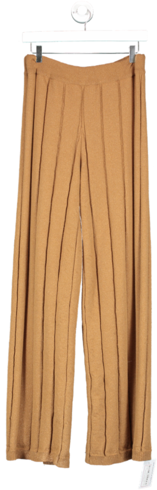 Eschel Brown Rose Knitted Wide Leg Trousers UK S