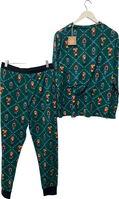 Chelsea Peers Green Nutcracker Print Long Pyjamas Set, Teal 12 Years