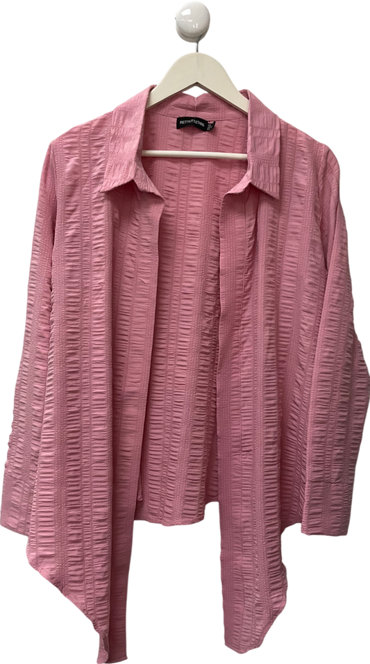 PrettyLittleThing Pink Button Less Summer Shirt UK 12