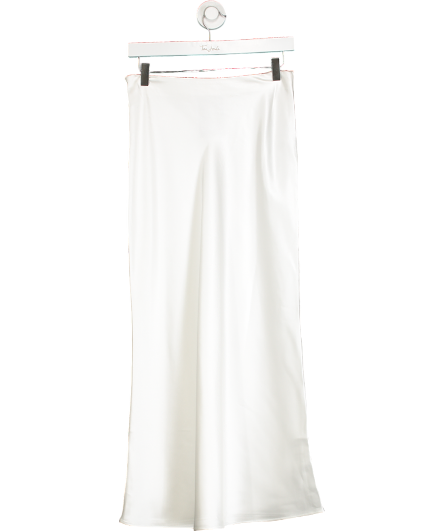 NA-KD White Satin Midi Skirt UK 6