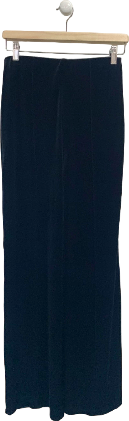 Mango Black Velvet Wide-Leg Trousers UK S