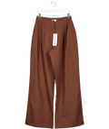 The Couture Club Brown Linen Blend Wide Leg Pleated Trouser UK 8