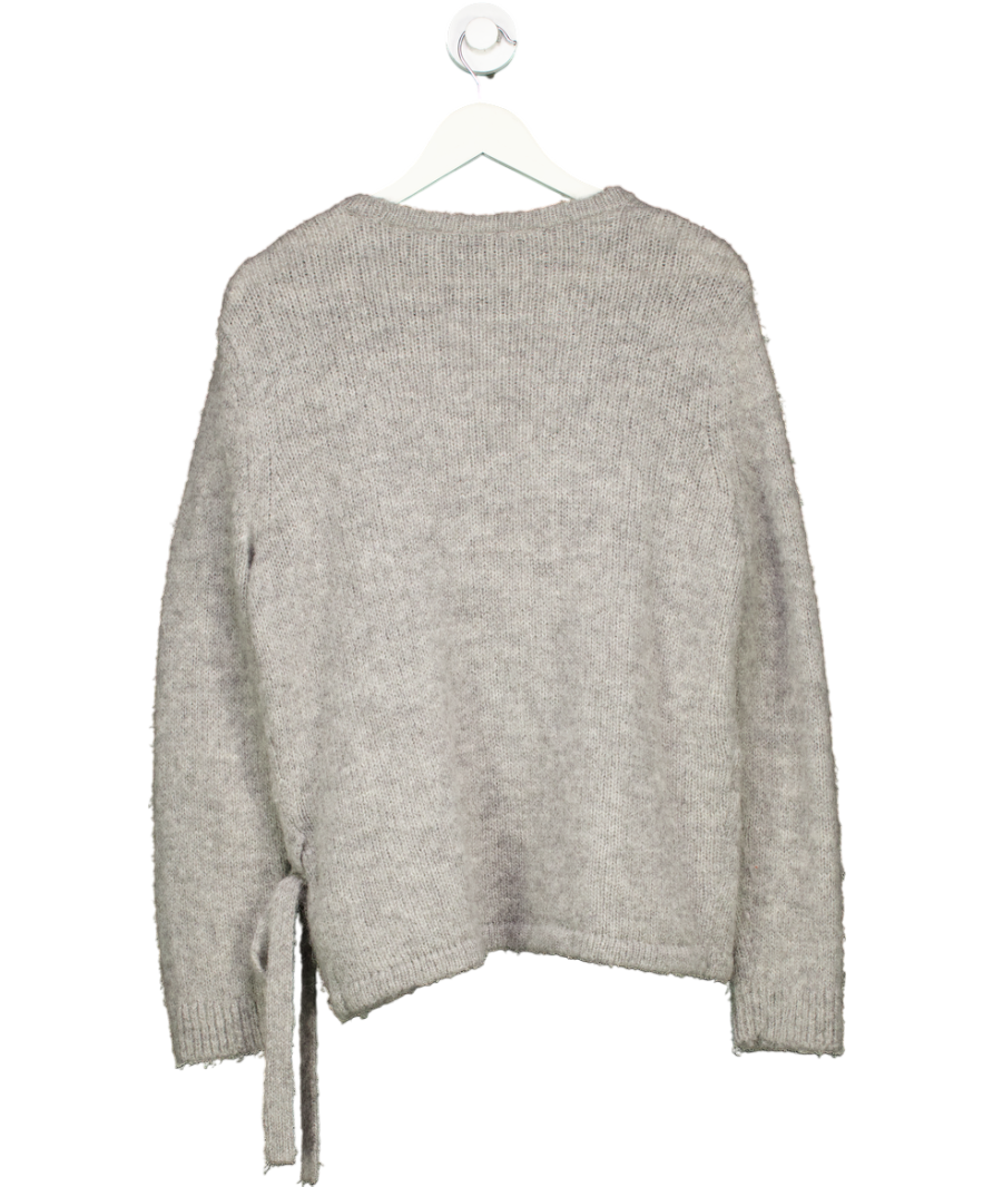 cos Grey Wool Blend Wrap Cardigan UK M