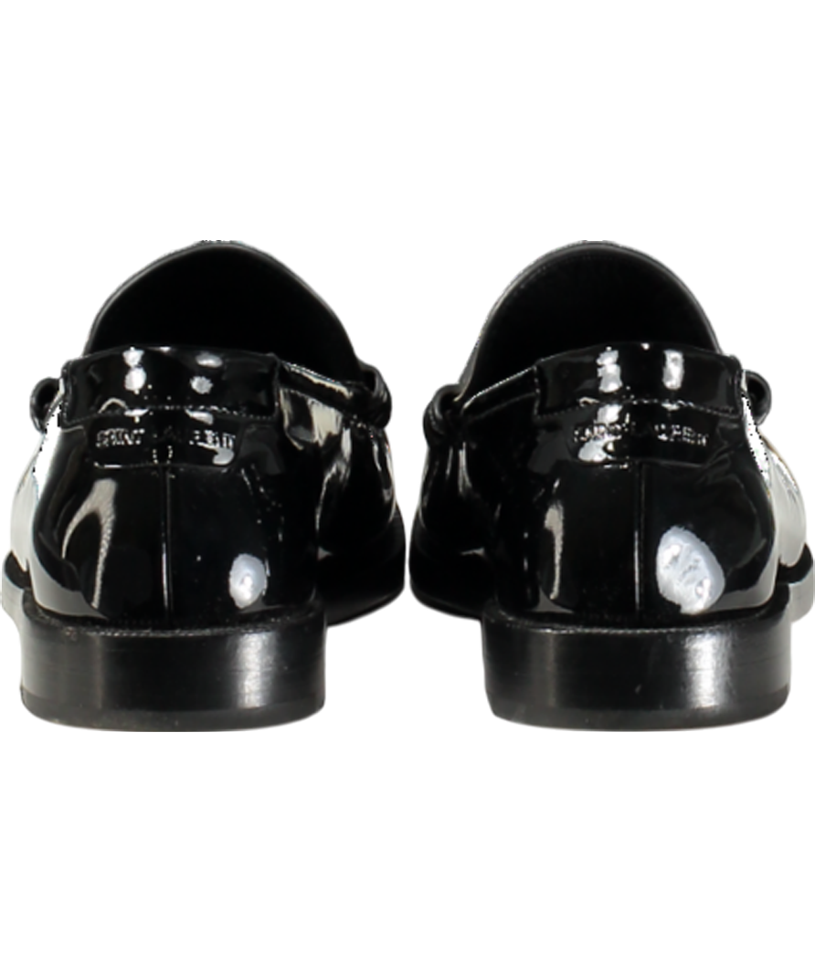 SAINT LAURENT Black/ White Le Loafer Patent Leather Loafers UK 2 EU 35 👠