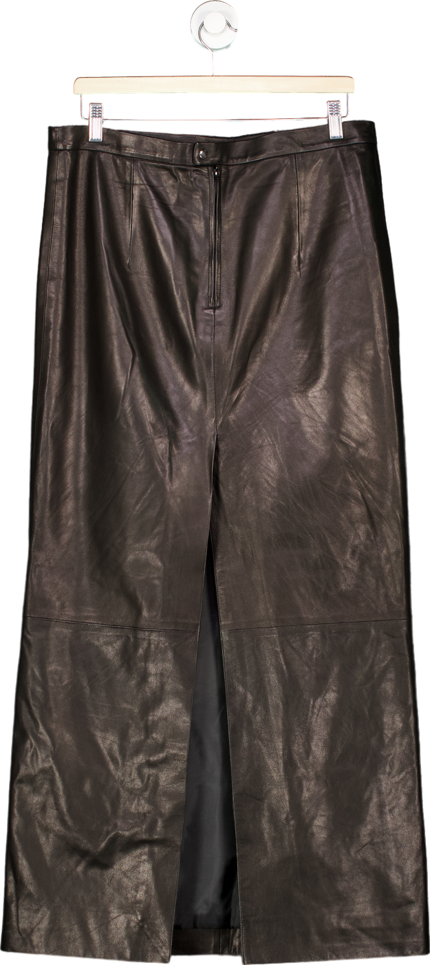 Manokhi Black Leather Skirt Size EU40 UK 12