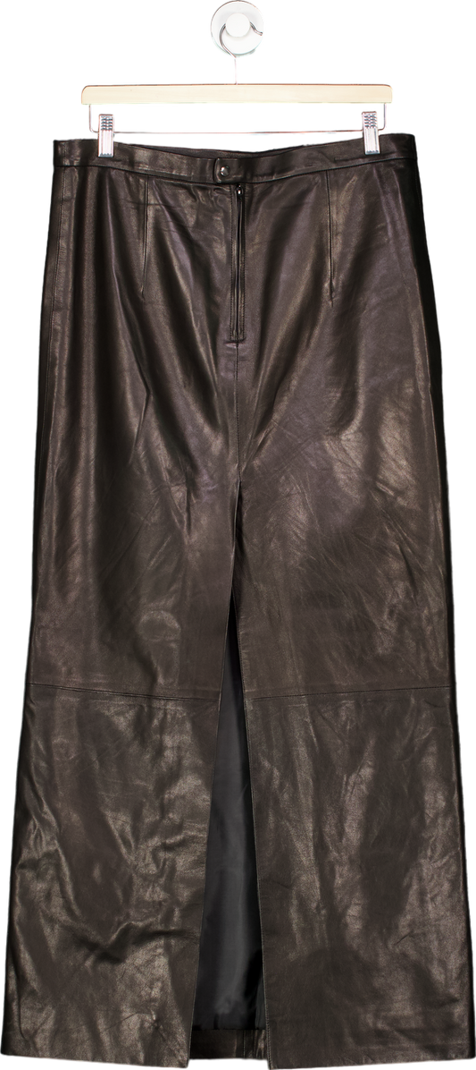 Manokhi Black Leather Skirt Size EU40 UK 12