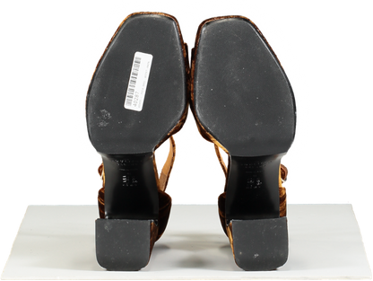Sezane Brown Velvet Platform Sandals Size UK 8