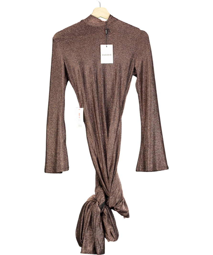 Bardot Brown Seraphina Tie Front Dress In Bronze UK 10