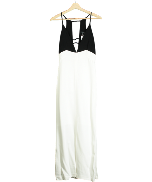 Karen Millen White Premium Viscose Woven Crepe Contrast Panel Midi Dress UK 8