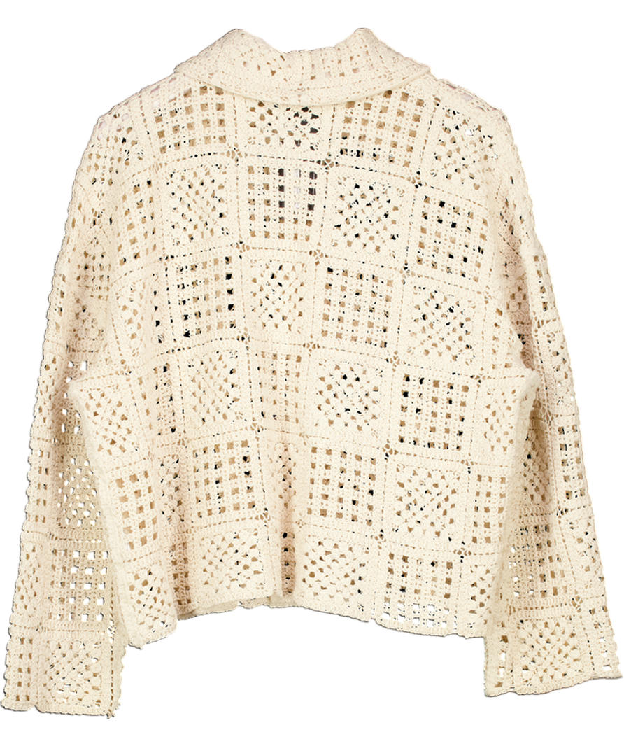 Holzweiler Cream Bridget Crocheted Organic Cotton Jacket UK S