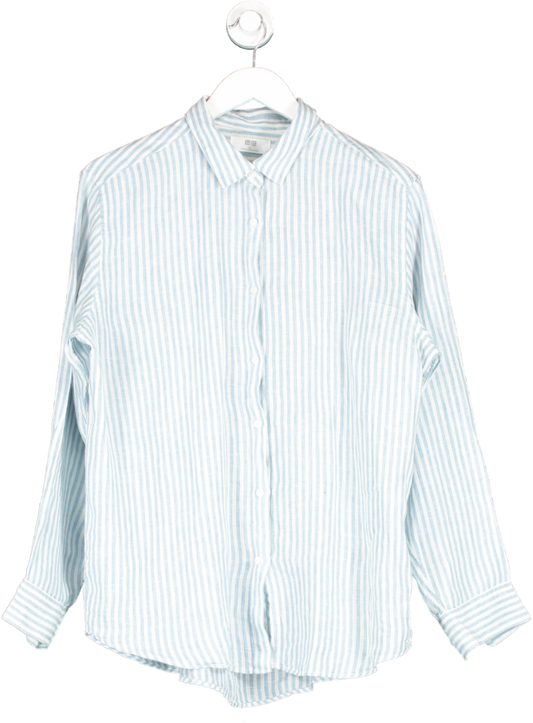 Uniqlo Blue 100% Linen Striped Shirt UK XL