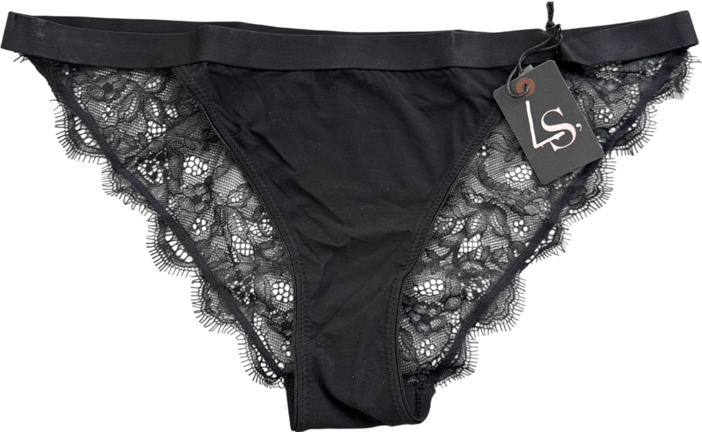 Love Stories Wild Rose Black Lace Knickers UK L