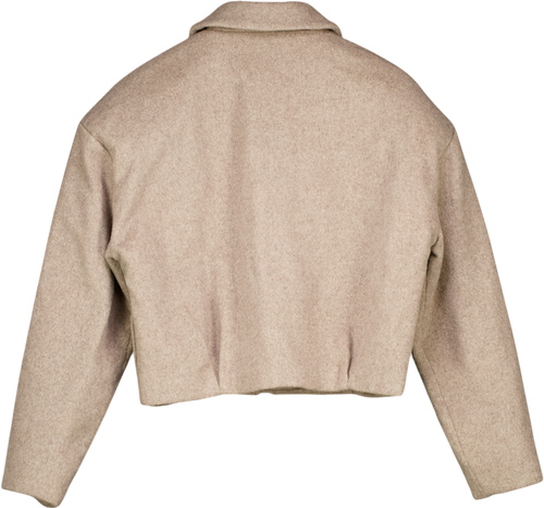 ATELIER NINETY FIVE Beige Wool Blend Boxy Jacket UK S