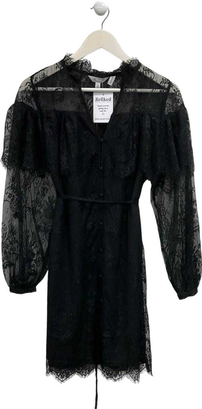 Next Black Long Sleeve Lace Shirt Dress UK 6