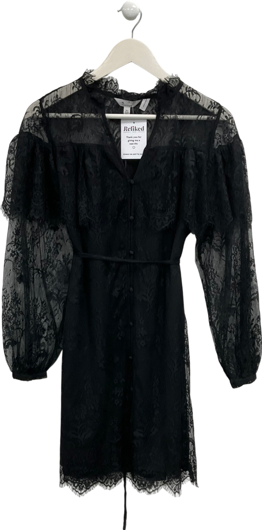 Next Black Long Sleeve Lace Shirt Dress UK 6