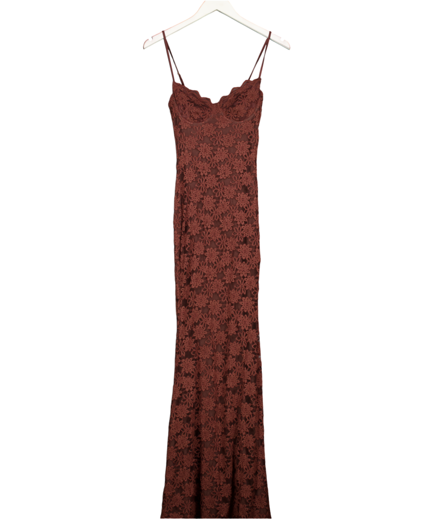 wanderdoll Brown Leah Lace Maxi Dress | Chocolate UK XS