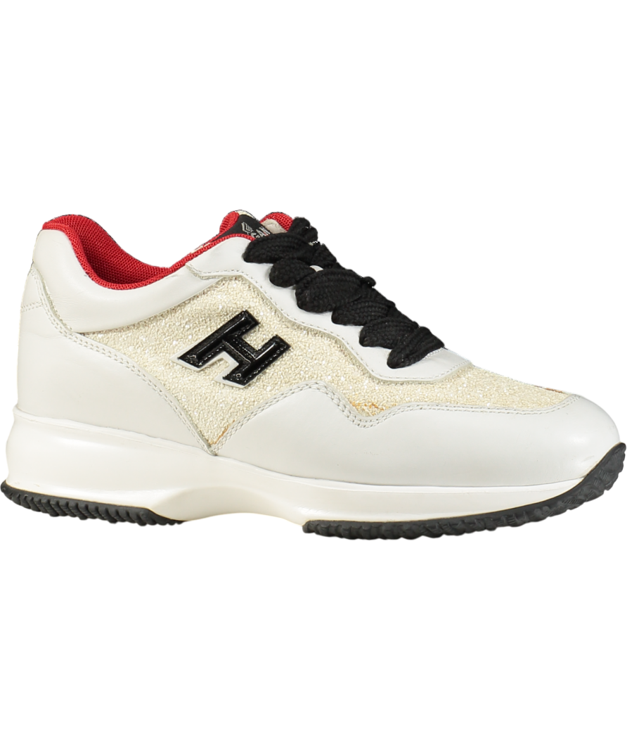 HOGAN White Leather & Glitter H Logo Trainers UK 4 EU 37 👠