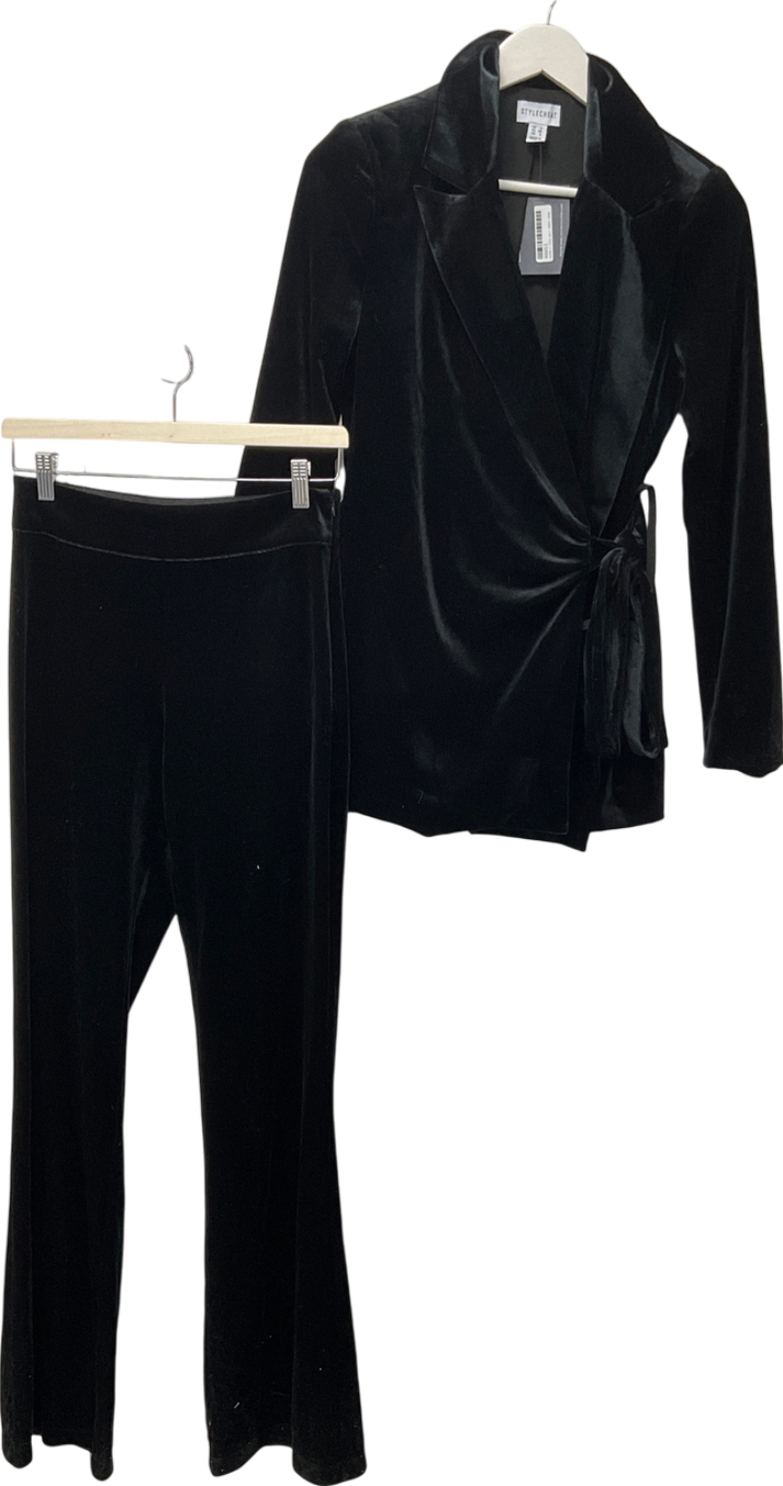 Style cheat Black Brianna Balloon Sleeve Velvet BLAZER AND TROUSER SET UK 8