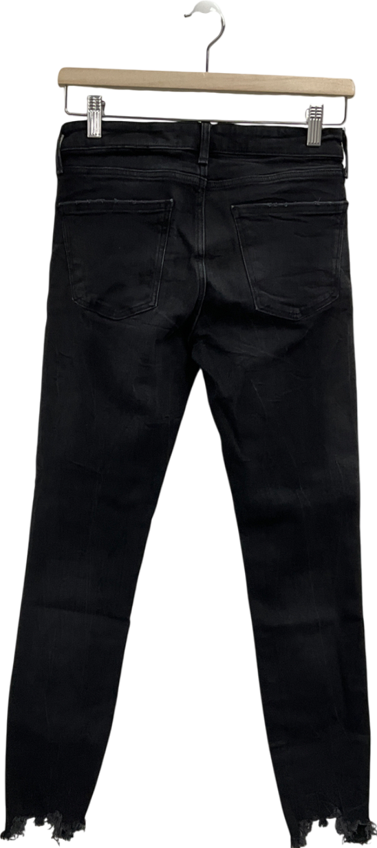 ZARA Black High Waisted Jeans With Frayed He, W36