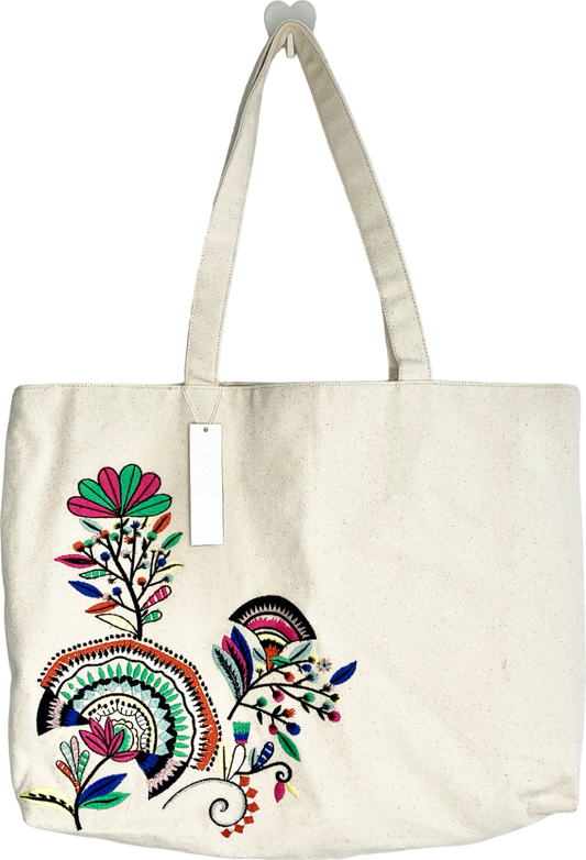 Accessorize Beige Embroidered Shopper Bag One Size
