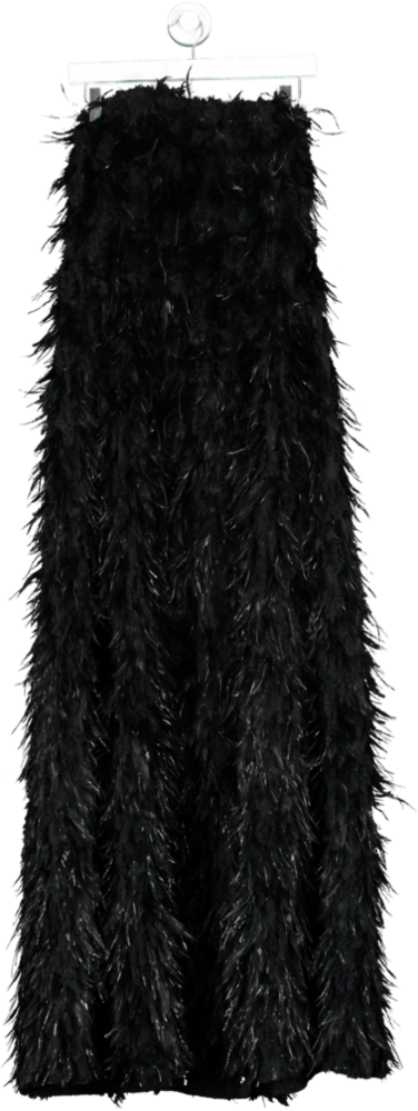 angelokatsapis Black Strapless Feathered Maxi Dress UK 12
