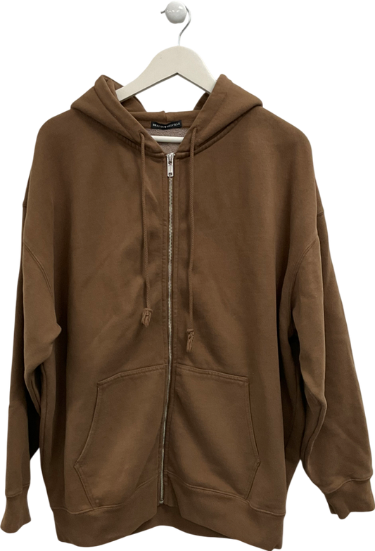 Brandy Melville Brown Christy Zip Through Hoodie UK L