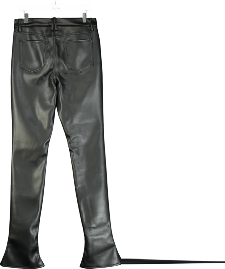 Good American Black Faux Leather Slim Bootcut Trousers W31