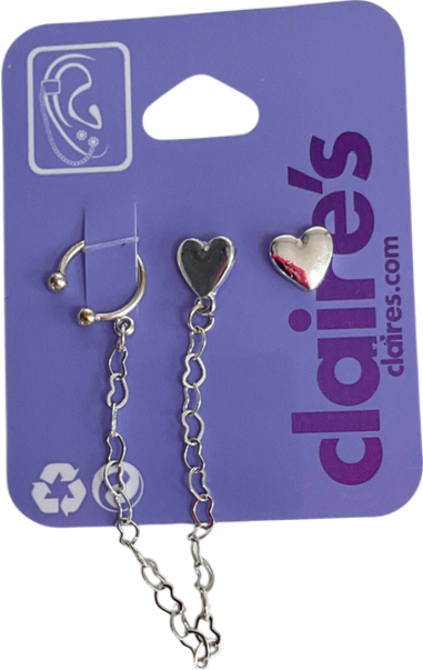 Claire's Metallic Sliver Heart Dangling Earrings