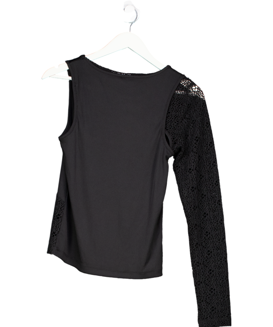Reclaimed Vintage Black Open Knit Assymettric Top UK S