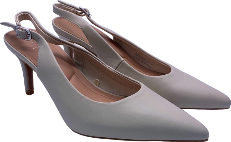 New Look White Slingback Pointed Toe Heels UK 4