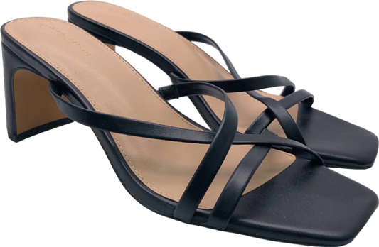 The Drop Black Avery Square Toe Heeled Sandals UK 5.5