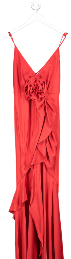 Coast Red Rose Detail Satin Maxi Dress UK 8
