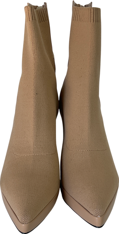 cosy island Beige Minimalist Pointed Toe Sock Ankle Boots UK 11 EU 45 👞