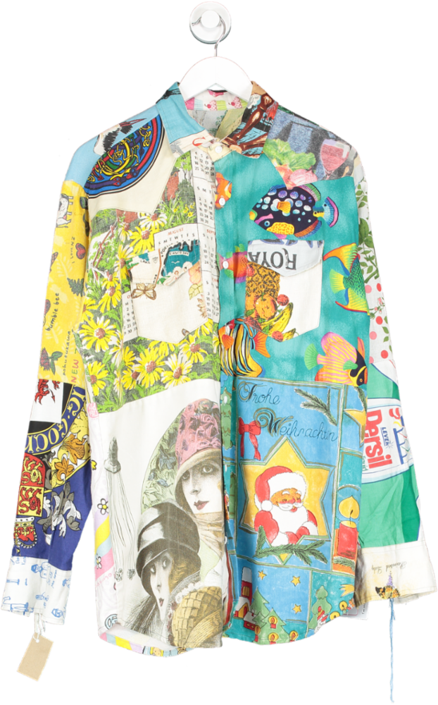 Multicoloured Long Sleeve Patchwork Pattern Shirt One Size