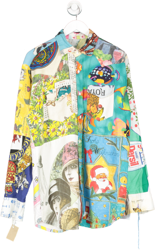 Multicoloured Long Sleeve Patchwork Pattern Shirt One Size