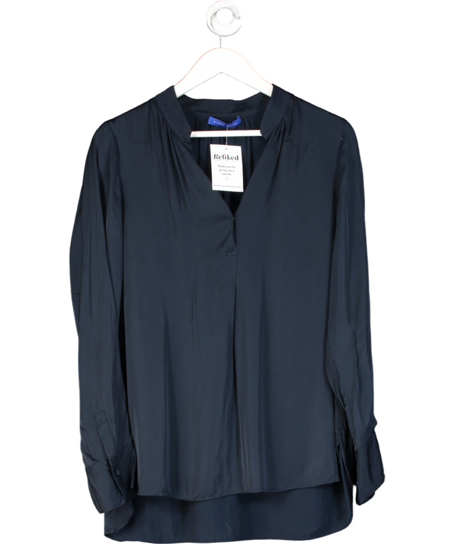 Winser London Navy Blue Viscose Satin Shirt UK M