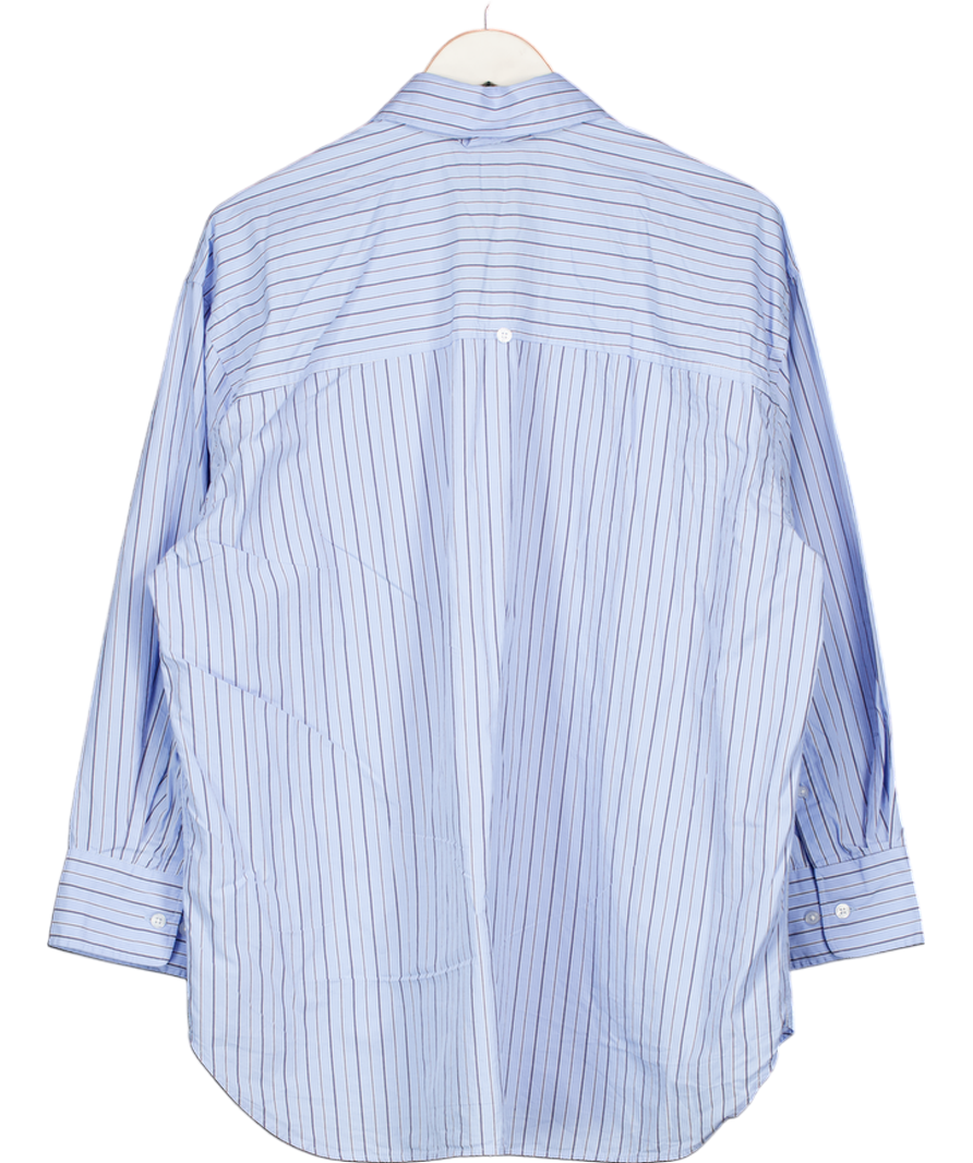 ZARA Blue Oversize Striped Poplin Shirt UK XS