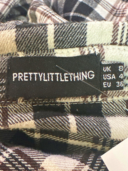 PrettyLittleThing Black/White Checkered Shirt UK 8