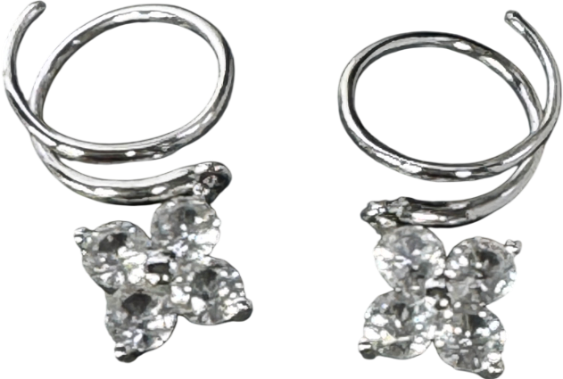 OOTDY Sapphire Cluster Double Hoops Sterling Silver, White Sapphire