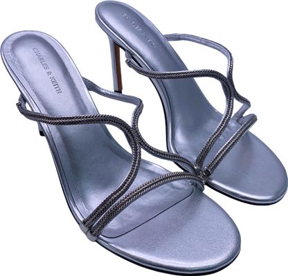Charles & Keith Silver Strappy Heeled Sandals EU 41 UK 8
