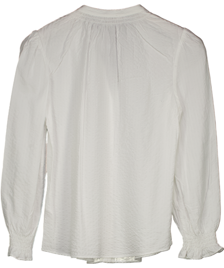 Hobbs White Seersucker Blouse With Shirred Cuffs UK 8