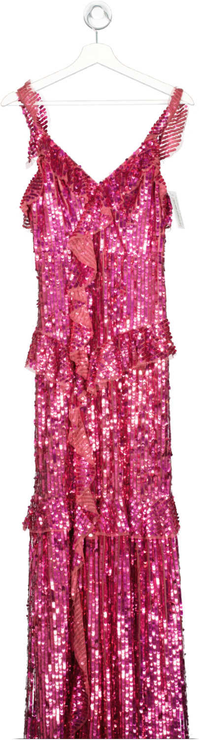 Needle & Thread Pink Frill Sequin Gown UK 10