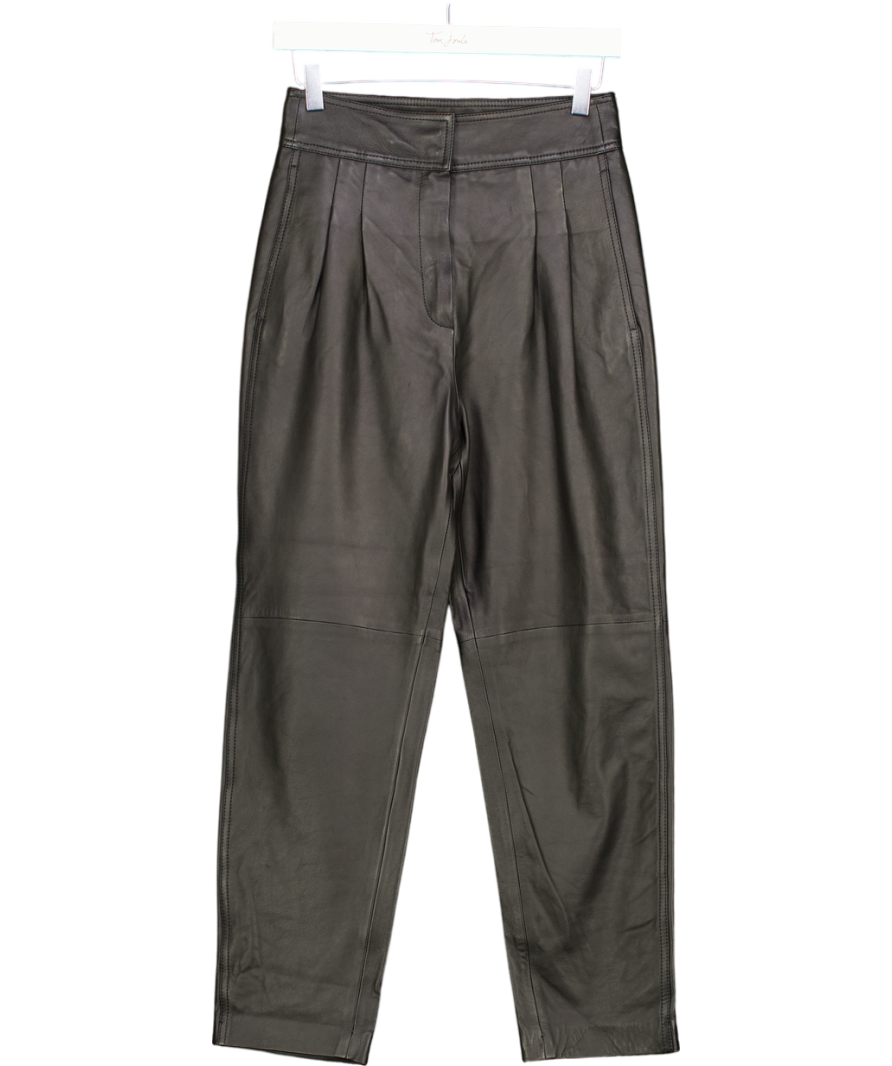 & Other Stories Black Leather Trousers UK 6