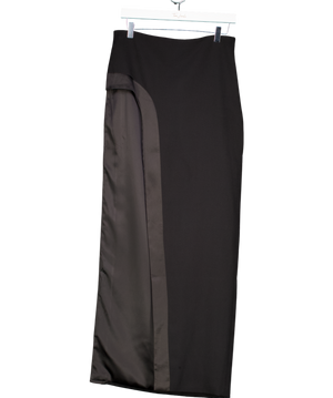Retrofete Black High Slit Maxi Skirt UK S