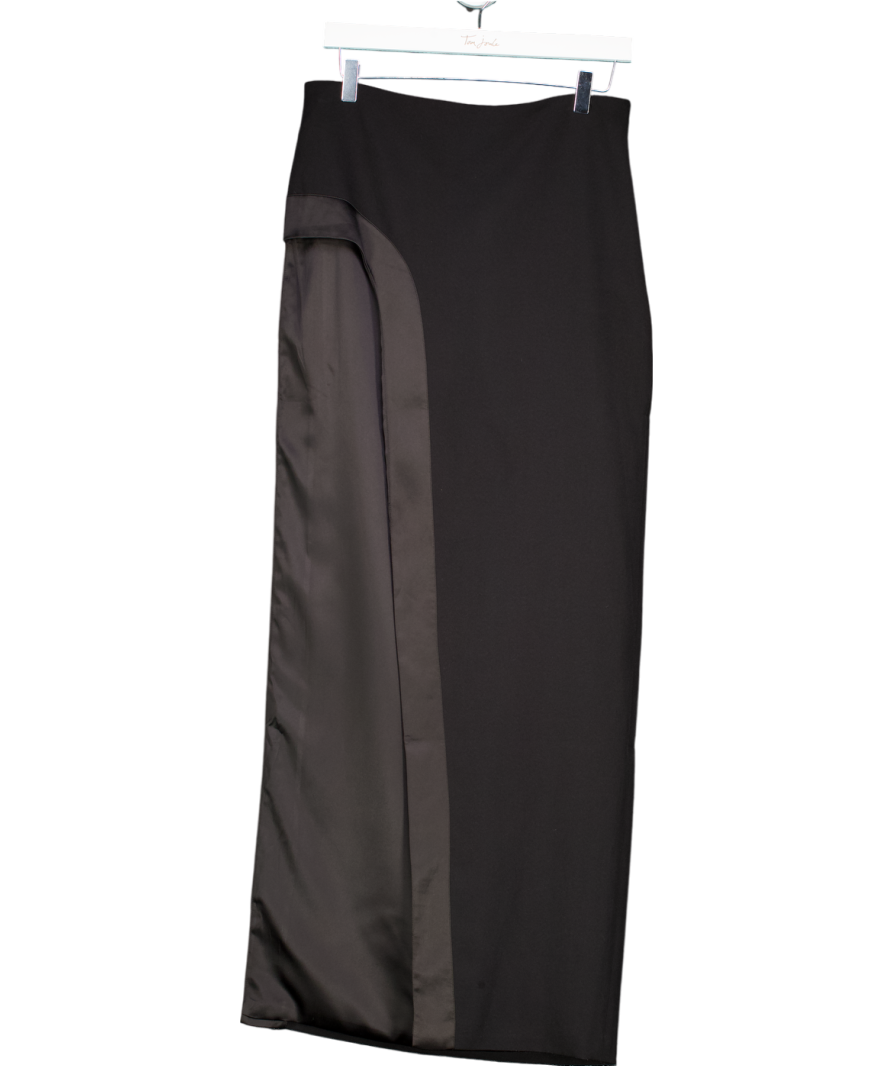 Retrofete Black High Slit Maxi Skirt UK S
