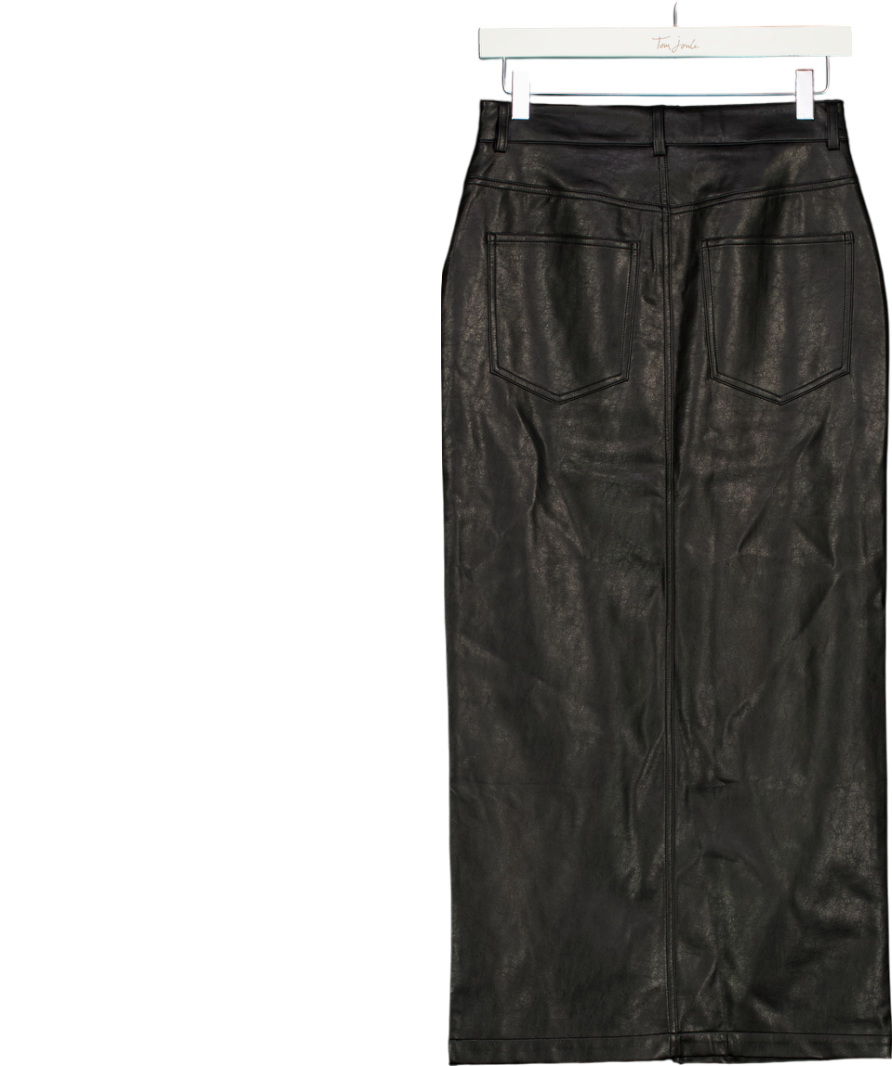 Karen Millen Black Faux Leather Pencil Maxi Skirt UK 8